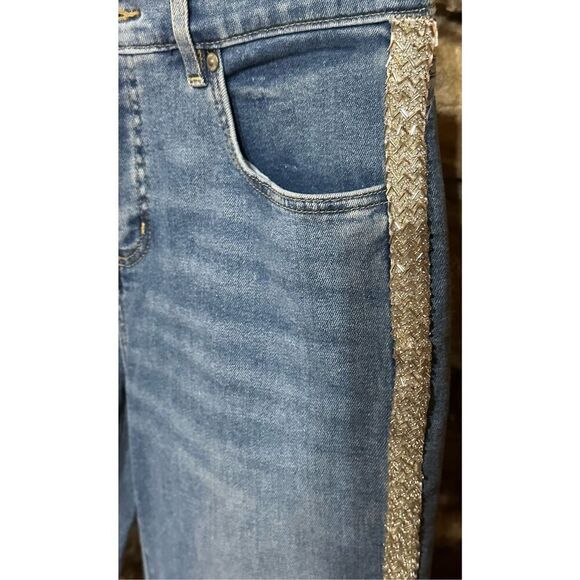 Women's NWT Loft Embilished Stripe Skinny Concert Sparkly Disco Jeans Size 8/29 - Picture 4 of 8